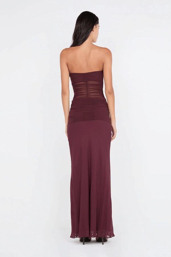 Noemi Strapless Dress Plum Effortless Look Light Flow