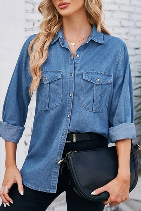 3D Spacer Fabric 2024 SPRING NEW DENIM SHIRT TOPS_CWTSTL1063