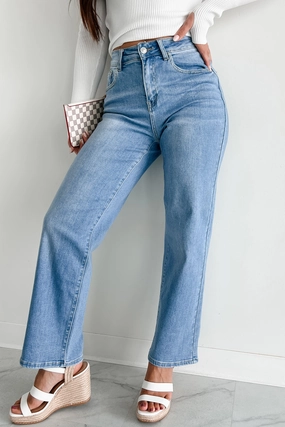 Sporty Function Casual Must-Have Korbin High Rise Non-Distressed Straight Jeans (Medium)