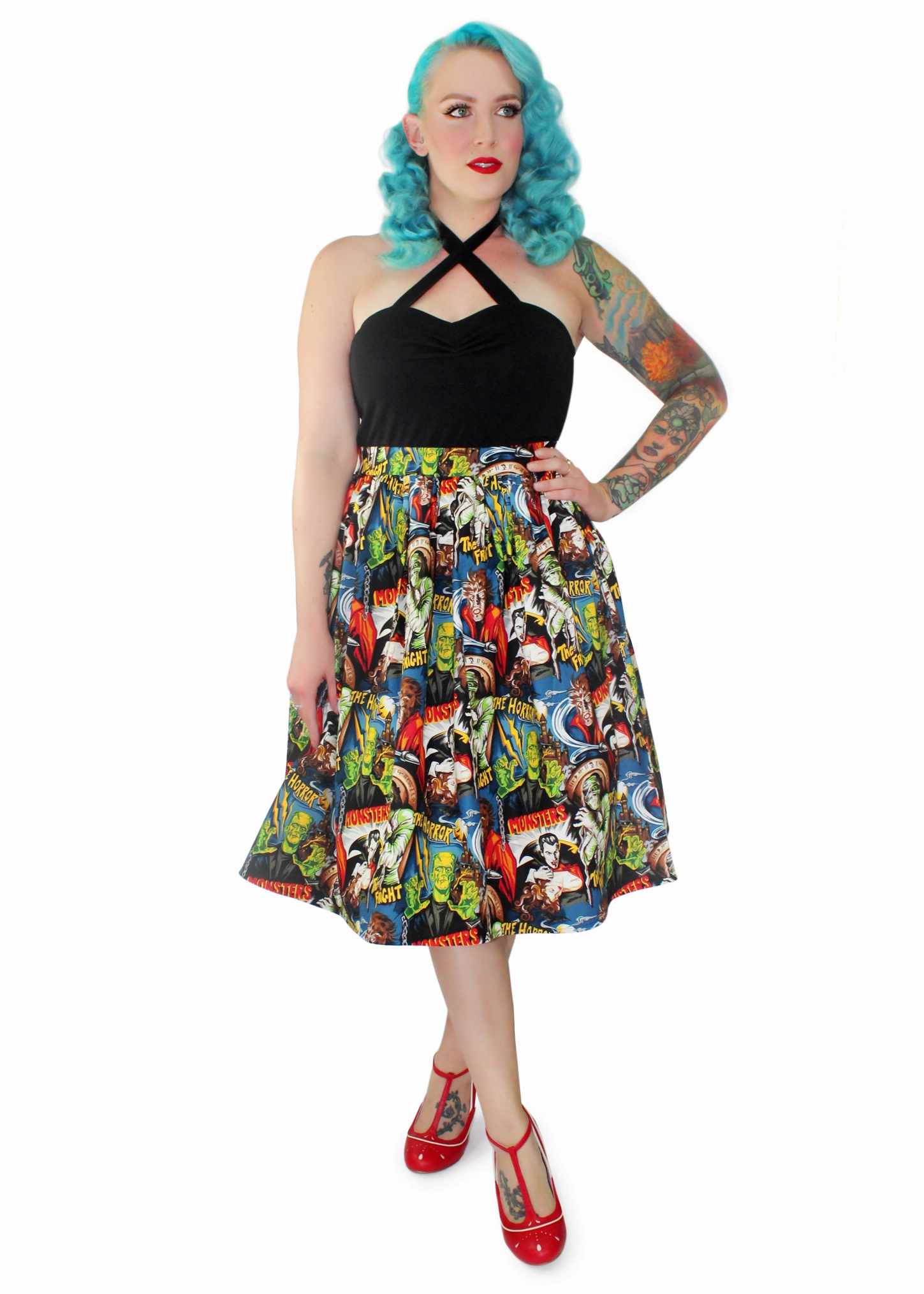 Ethically Made Casual Feel Pleated Circle Skirt - Hollywood Monster #HPCSM