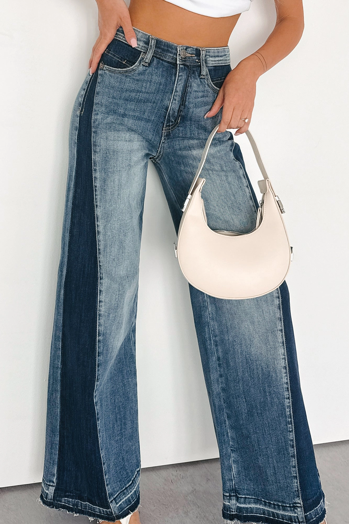 Rina Tummy Control Side Contrast Saige Denim Jeans (Medium) Seasonal Wear Sophisticated Look