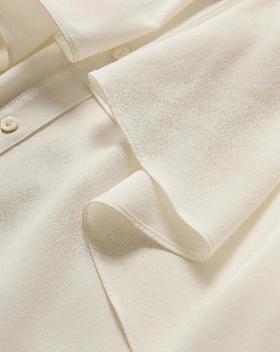 Demaris Ruffled Button-Down Blouse Dove Comfortable Design