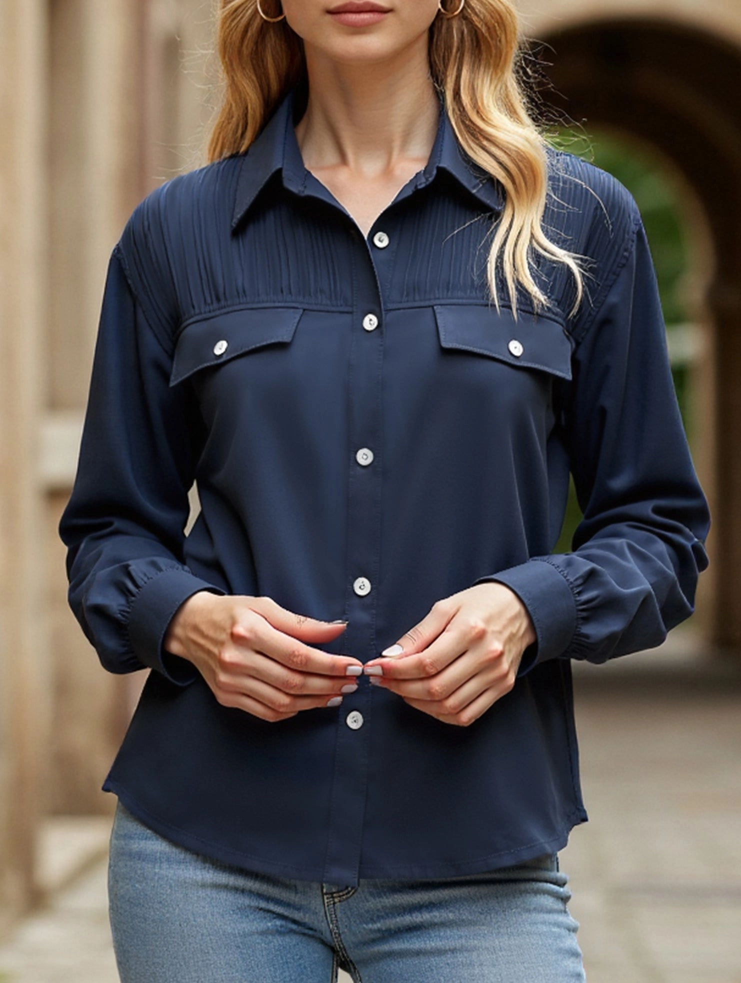 Long-sleeved cardigan for women Wind Resistant Fabric MinimalistDesign