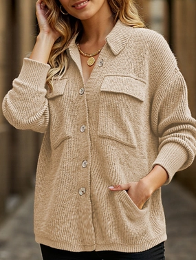 Loose corduroy pocket long-sleeved cardigan jacket MeshPanel NonRestrictive Armholes