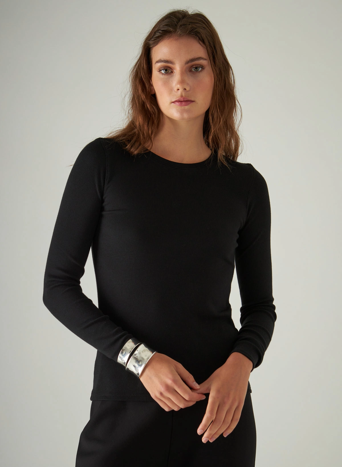 AbrasionResistant Fabric LONG SLEEVE COTTON MODAL RIB CREW