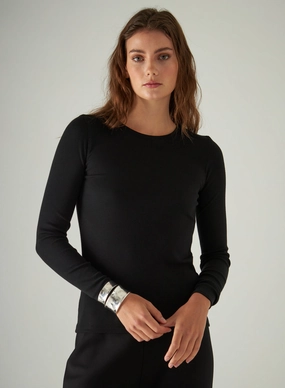 LONG SLEEVE COTTON MODAL RIB CREW StretchableKnit