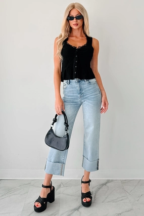 Roll-up style Angelo Cuffed Wide Leg Hidden Jeans (Vintage Light)