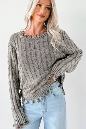 Unwritten Future Cable Knit Fringe Zenana Sweater (Brown) NonChafingEdges Durable Color Retention