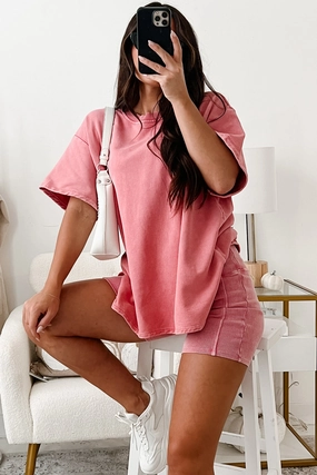 ReinforcedHem Subtle Comfort Oversized T-Shirt (Pink)
