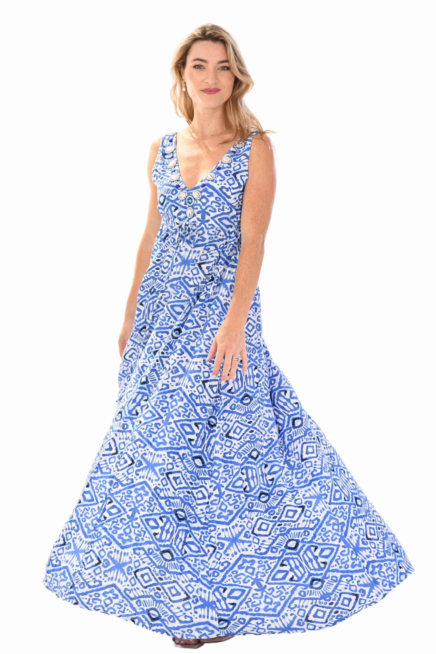 Comfort Layer Wear Venus Dress / Dark Blue Ikat
