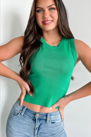 Not My Issue Sweater Knit Tank Top (Green) Ergonomic Cut