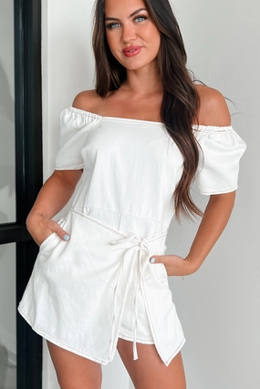 UVProtectiveLayer Nylah Denim Skort Romper (White)