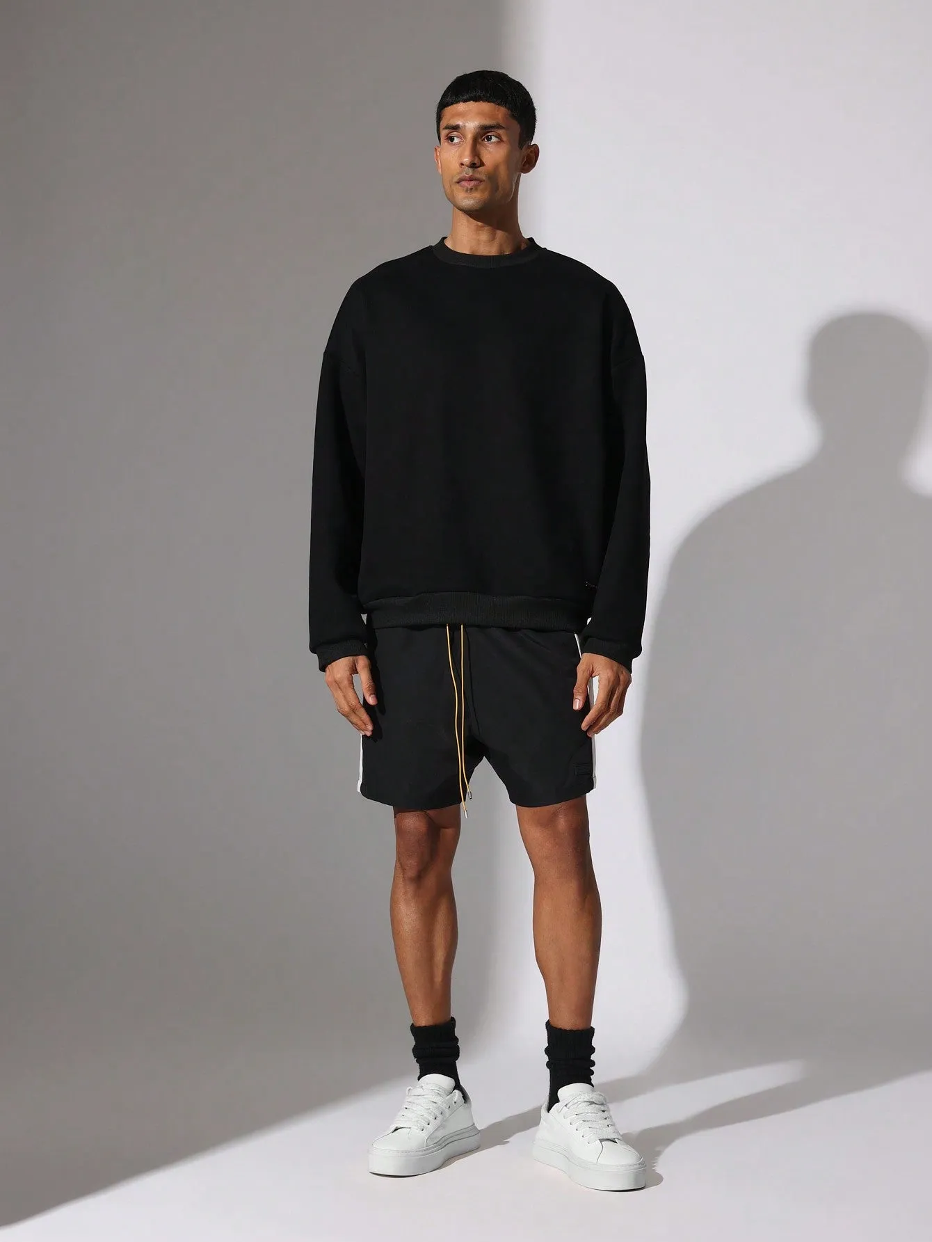 Nylon Shorts With Side Tape & Drawstrings