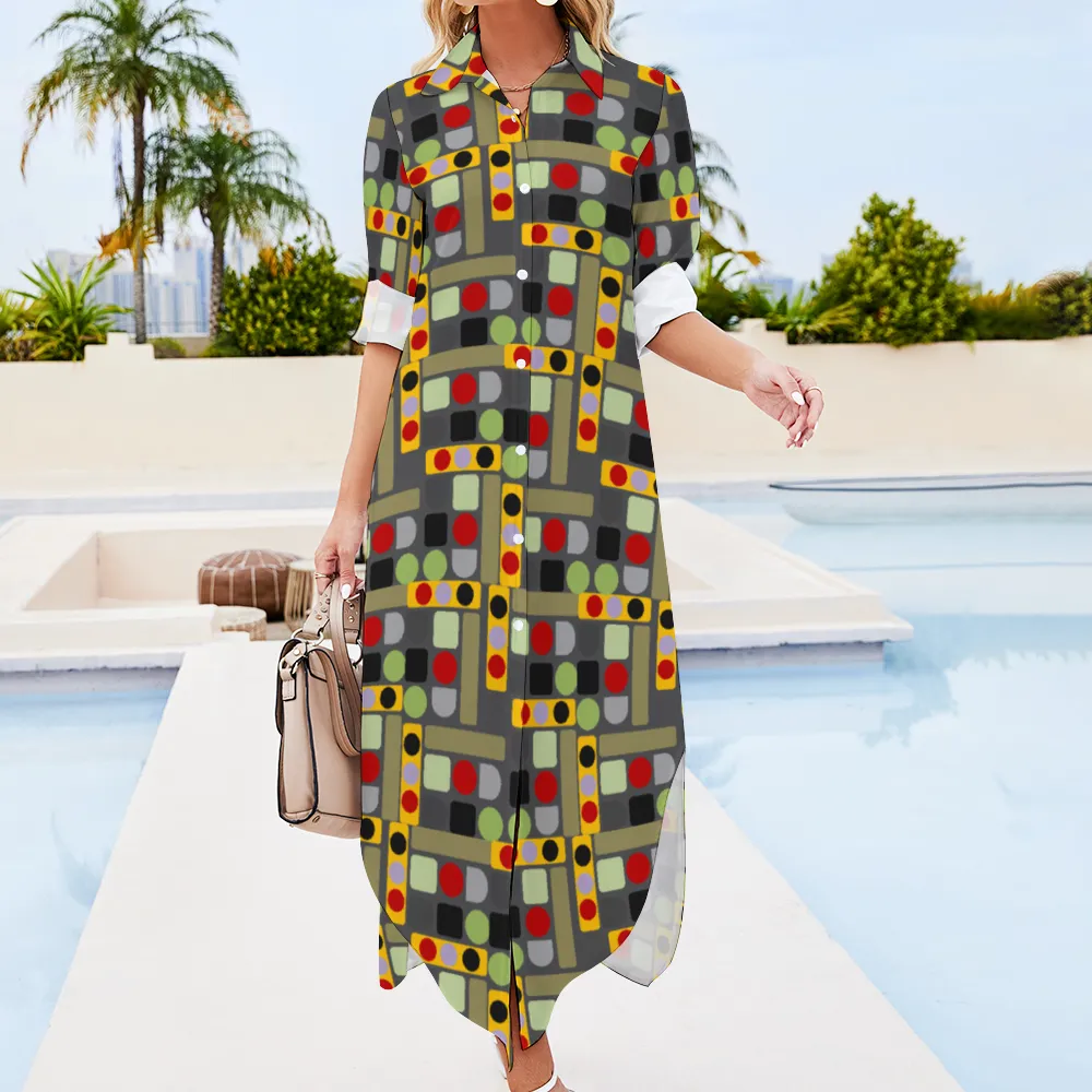OD Women's Long Sleeves Button Up Dress PATT8mj