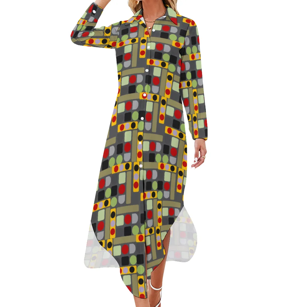 OD Women's Long Sleeves Button Up Dress PATT8mj