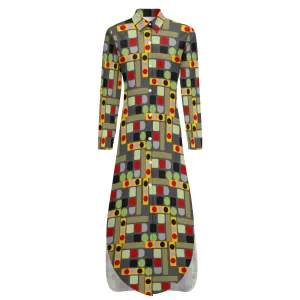 OD Women's Long Sleeves Button Up Dress PATT8mj