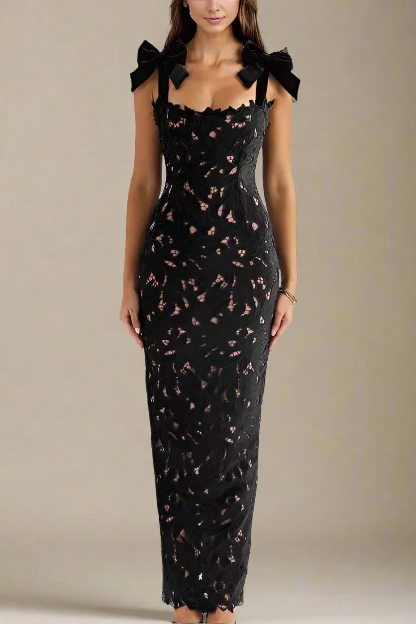 Odette Bodycon Lace Maxi Dress - Classic Black
