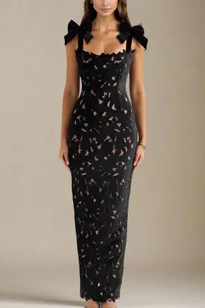 Odette Bodycon Lace Maxi Dress - Classic Black