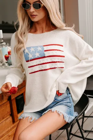 Liberty In Her Lightweight USA Sweater (Cream) Noise Reduced Zipper SlipResistant