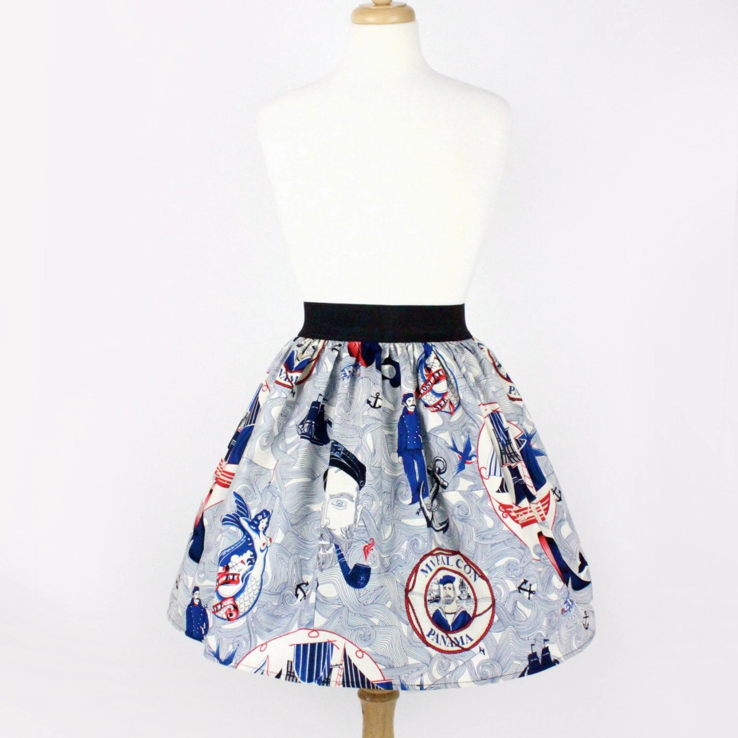 Fall Favorite Sailor Jerry Rockabilly Nautical Pleated Skirt  #PS-J111