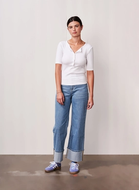 Basic Wardrobe Resilient Fabric Blend LUXE THERMAL SHORT SLEEVE HENLEY