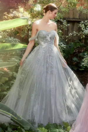 OFF THE SHOULDER BIRDS OF ROMANCE A-LINE TULLE GOWN CDA1149