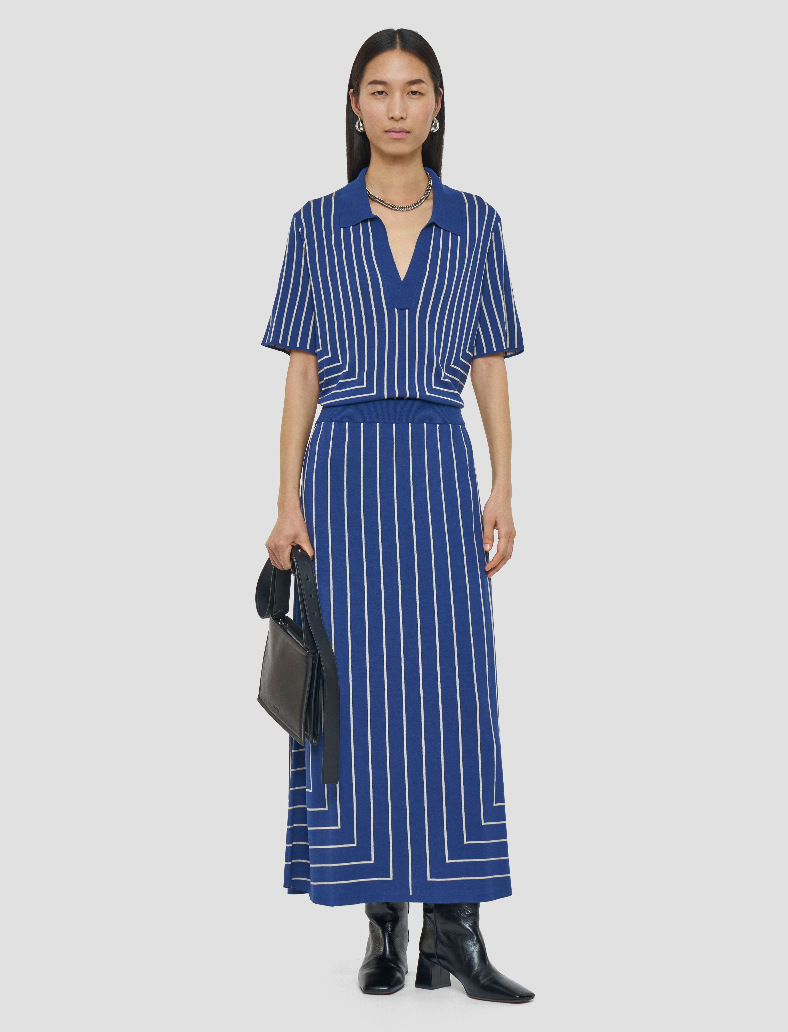 Geometric Jacquard Silk Blend Skirt Modern Details