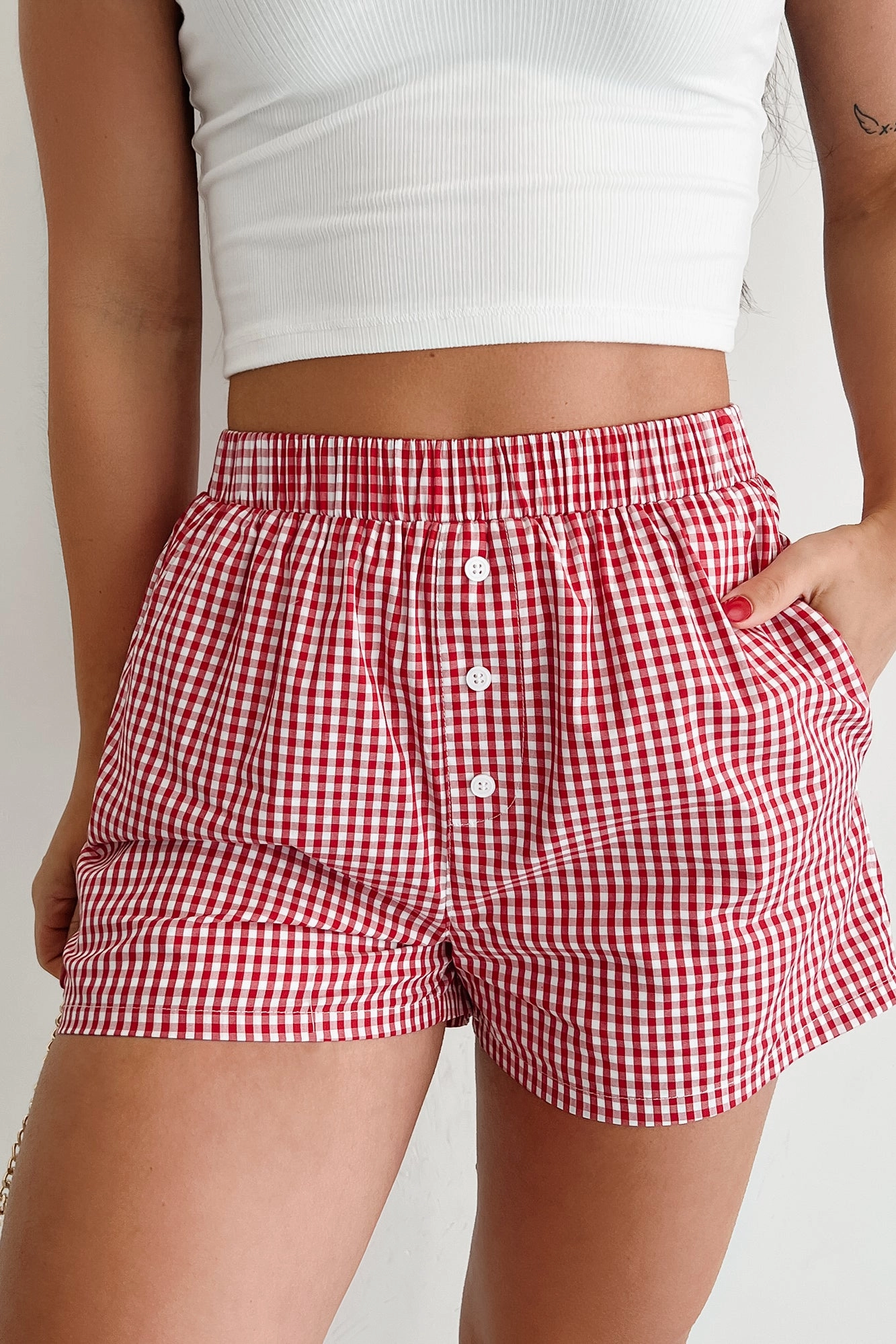 Old School Crush Gingham Boxer Shorts (Red) Collectible