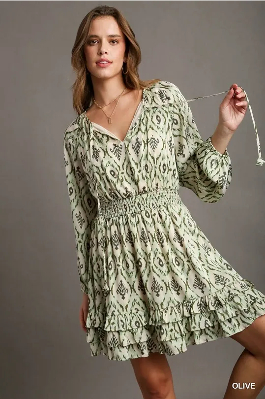 Olive smocked waist dress