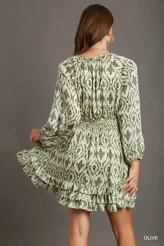 Olive smocked waist dress