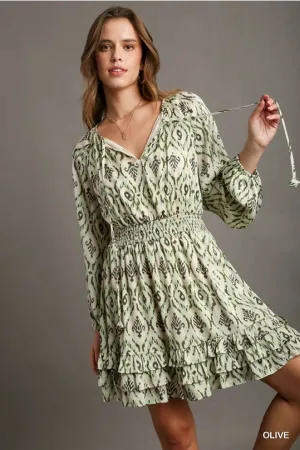 Olive smocked waist dress