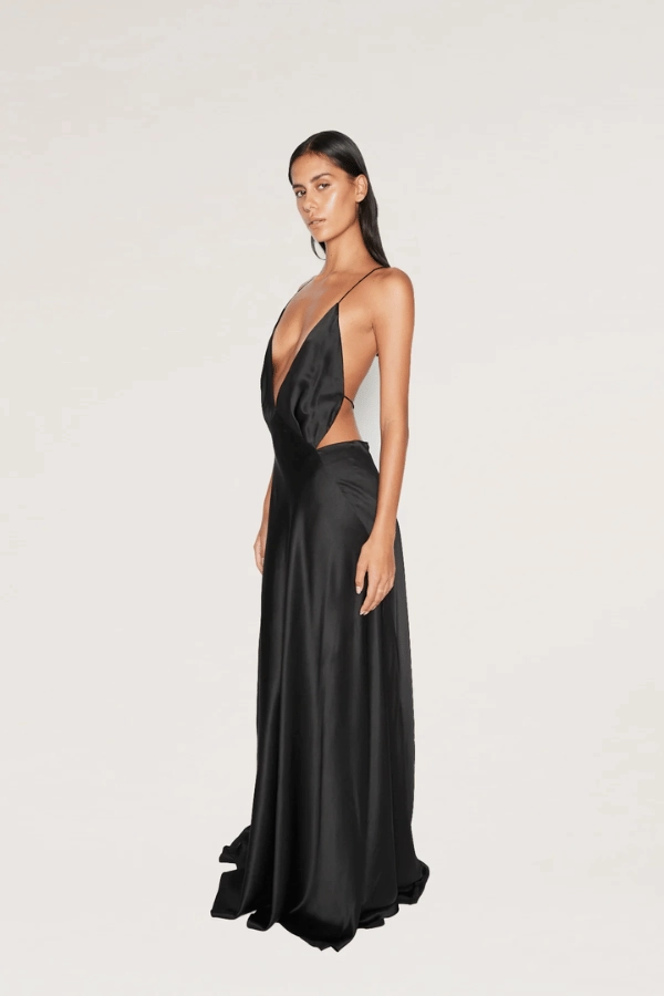 Tash Maxi Dress Black Structured Fit