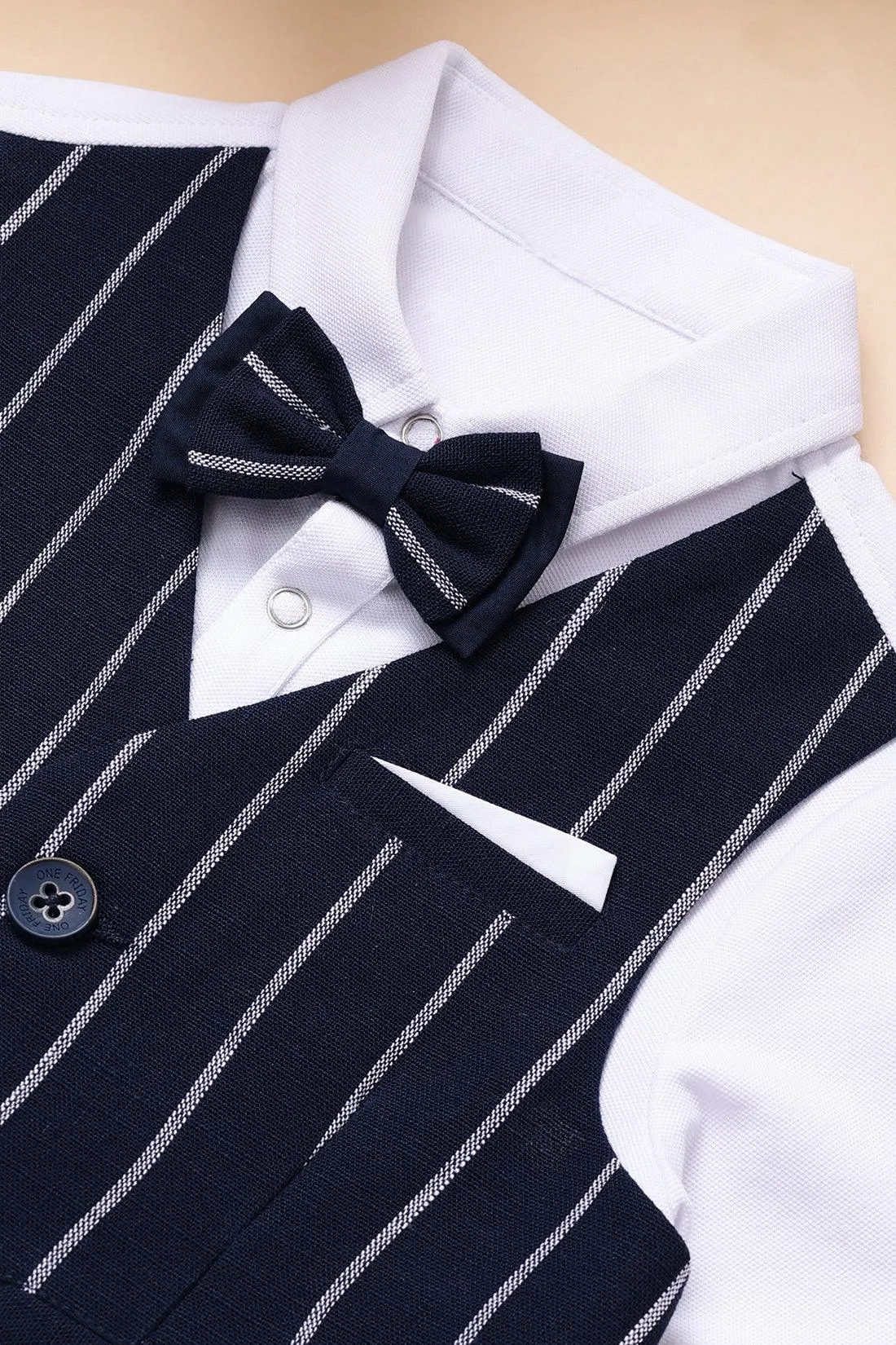 One Friday Baby Boys Striped Waistcoat and Trouser Set with Shirt