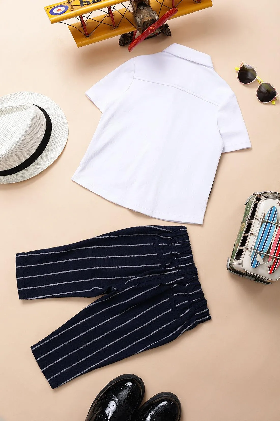 One Friday Baby Boys Striped Waistcoat and Trouser Set with Shirt