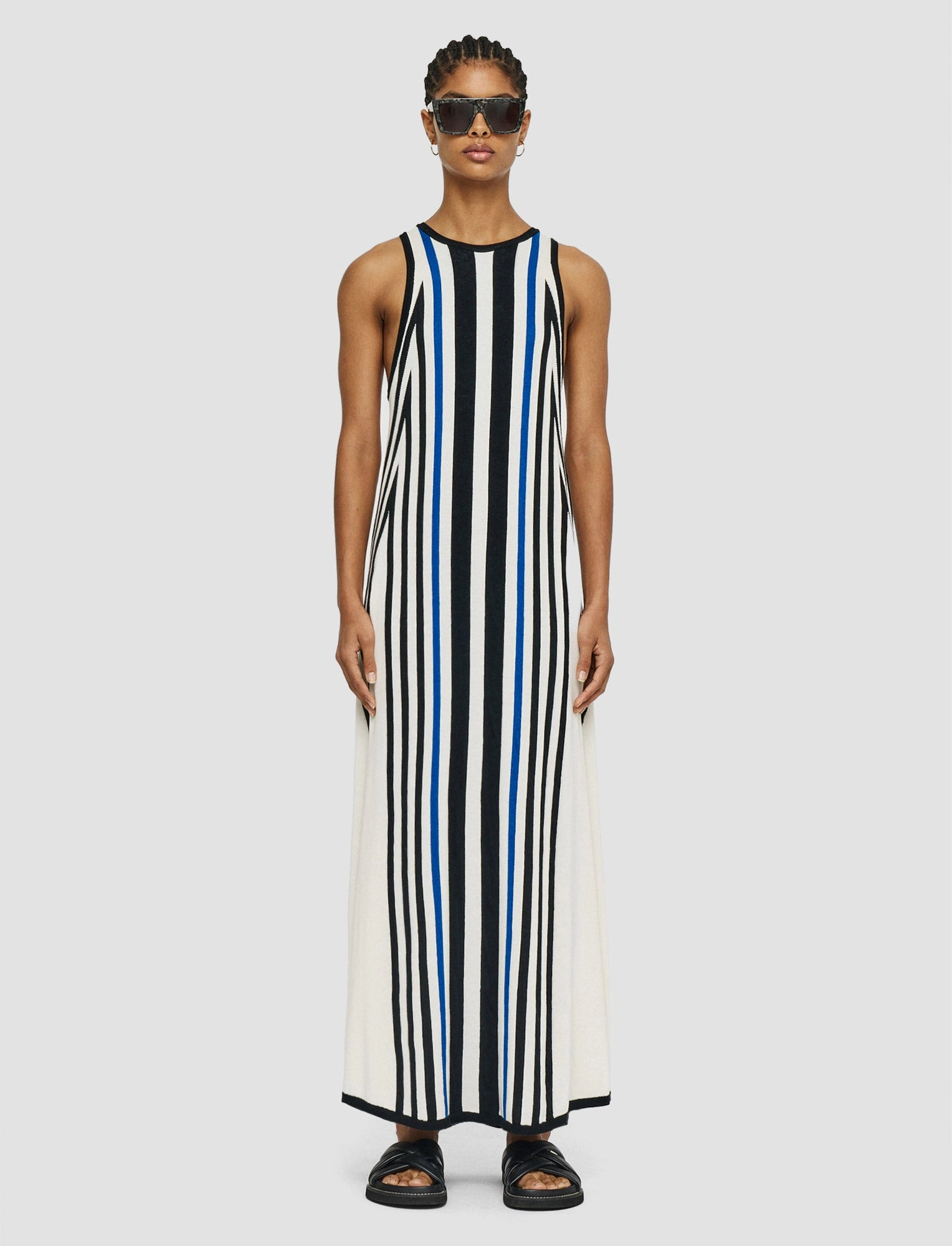 Minimalist-Trend Side Pleats Cretto Jacquard Knitted Dress