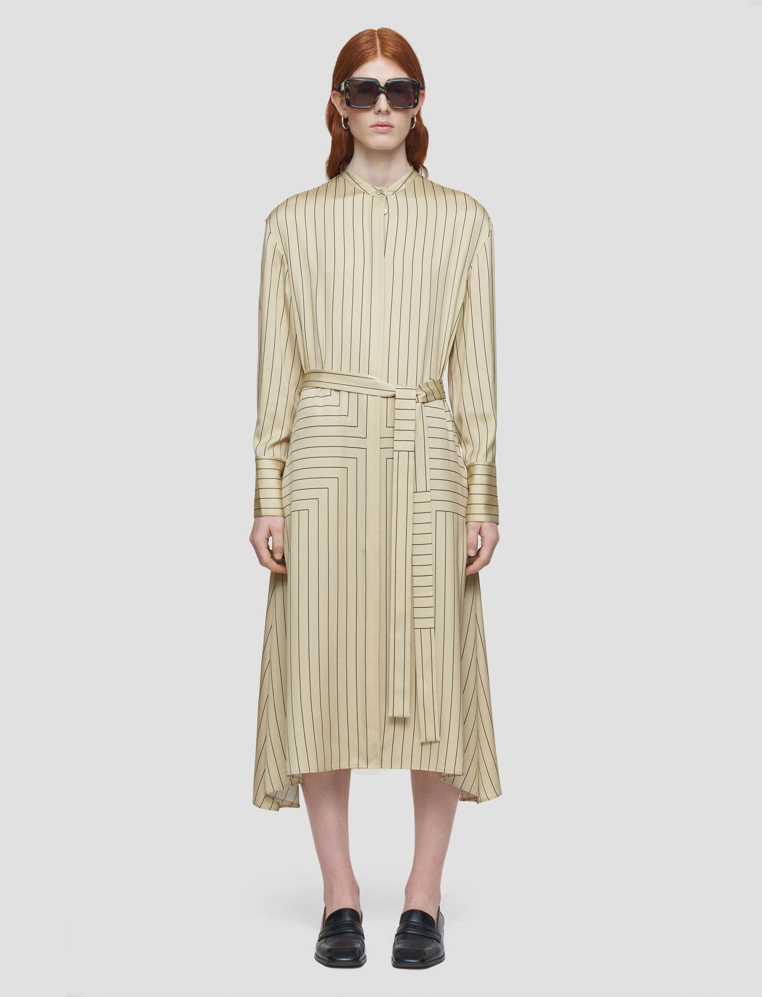 Quilted-Lining Orlana Geometric Print Silk Dress