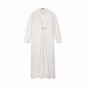 Classic Tailoring Timeless Style Overlay Pin Dress | White [Final Sale]