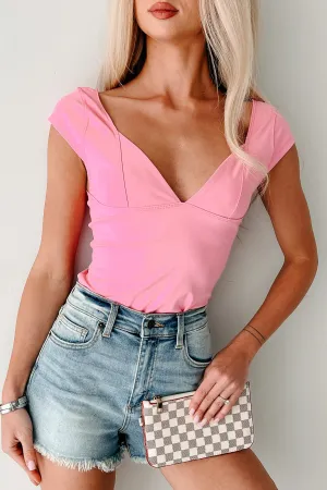 Flirt On Repeat Sweetheart Cap Sleeve Top (Pink) Non Irritating Seam Finish