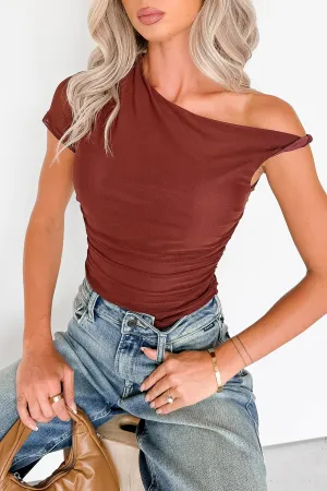 Radiant Kisses Asymmetric Mesh Top (Brown) Adjustable Collar System