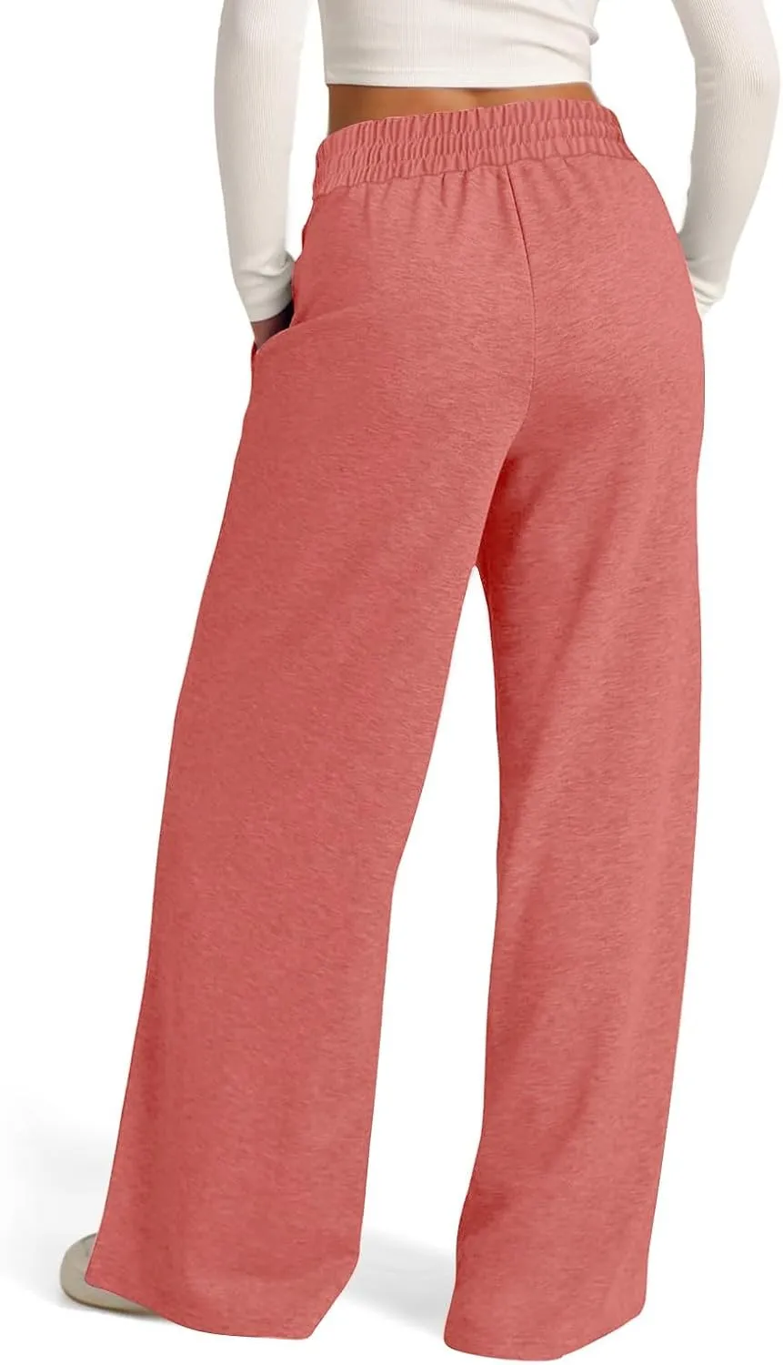 Oversized Wide Leg Sweatpants Women Low Rise Camo Sweatpants Drawstring Flare Sweatpants Baggy Lounge Pants w/Pockets
