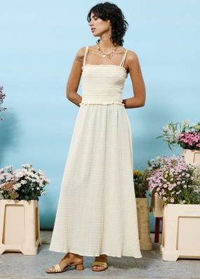 MARIANNE CHECKERED MAXI DRESS Anti-bacterial