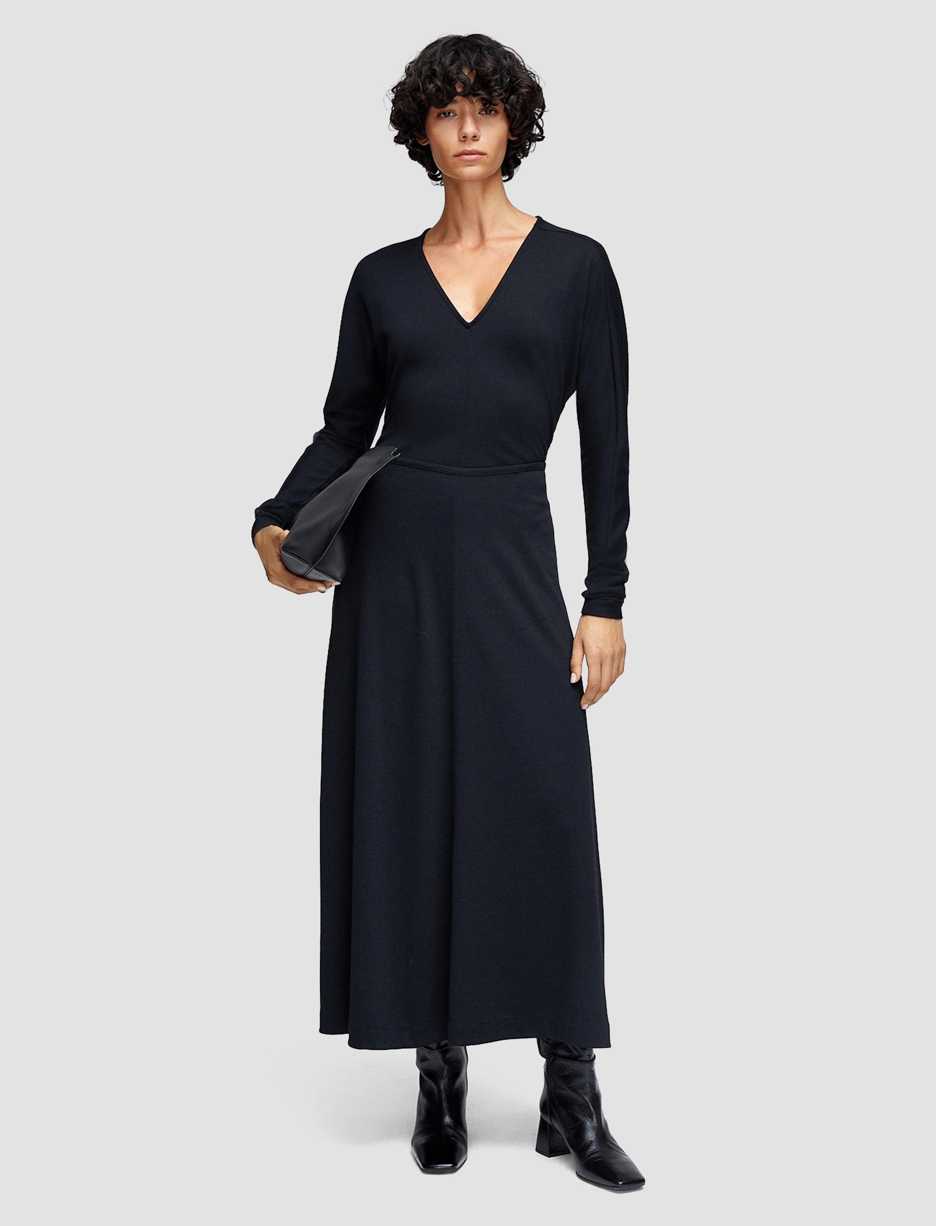 Wool Jersey Maxi Skirt Tassel accents Smooth Layer