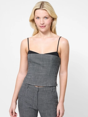OWEN PLAID SUITING CORSET TOP DoubleStitched Construction