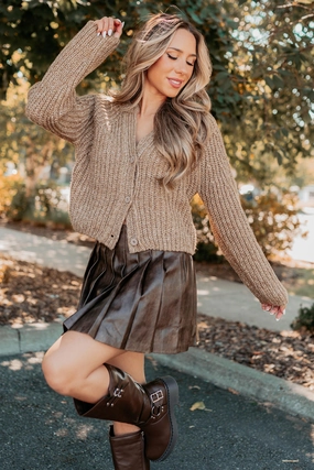 Pages In Time V Neck Cardigan Sweater (Sand) UV Protection Enhanced Tailored Silhouette