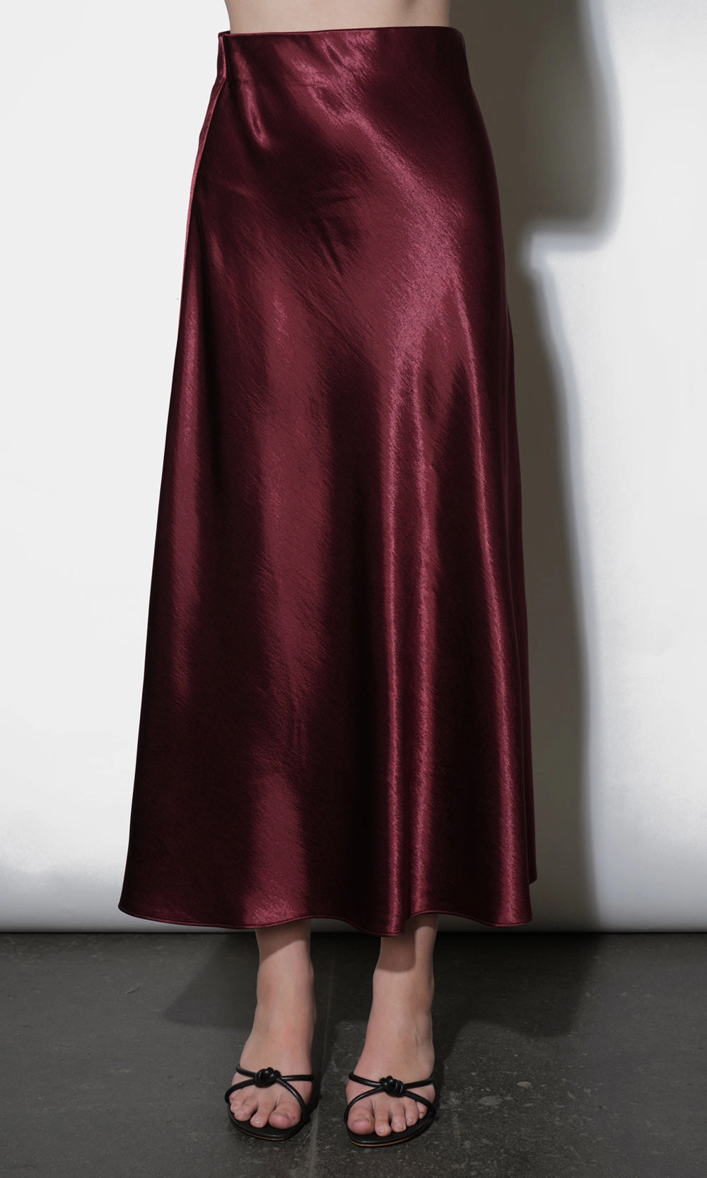 Paige Midi Slip Skirt in Dark Cherry Seasonal Drop