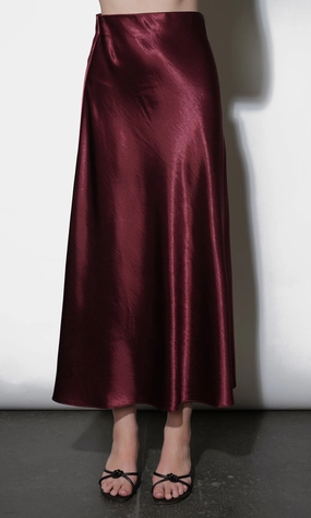 Minimal Vibe Breathable fabric Paige Midi Slip Skirt in Dark Cherry