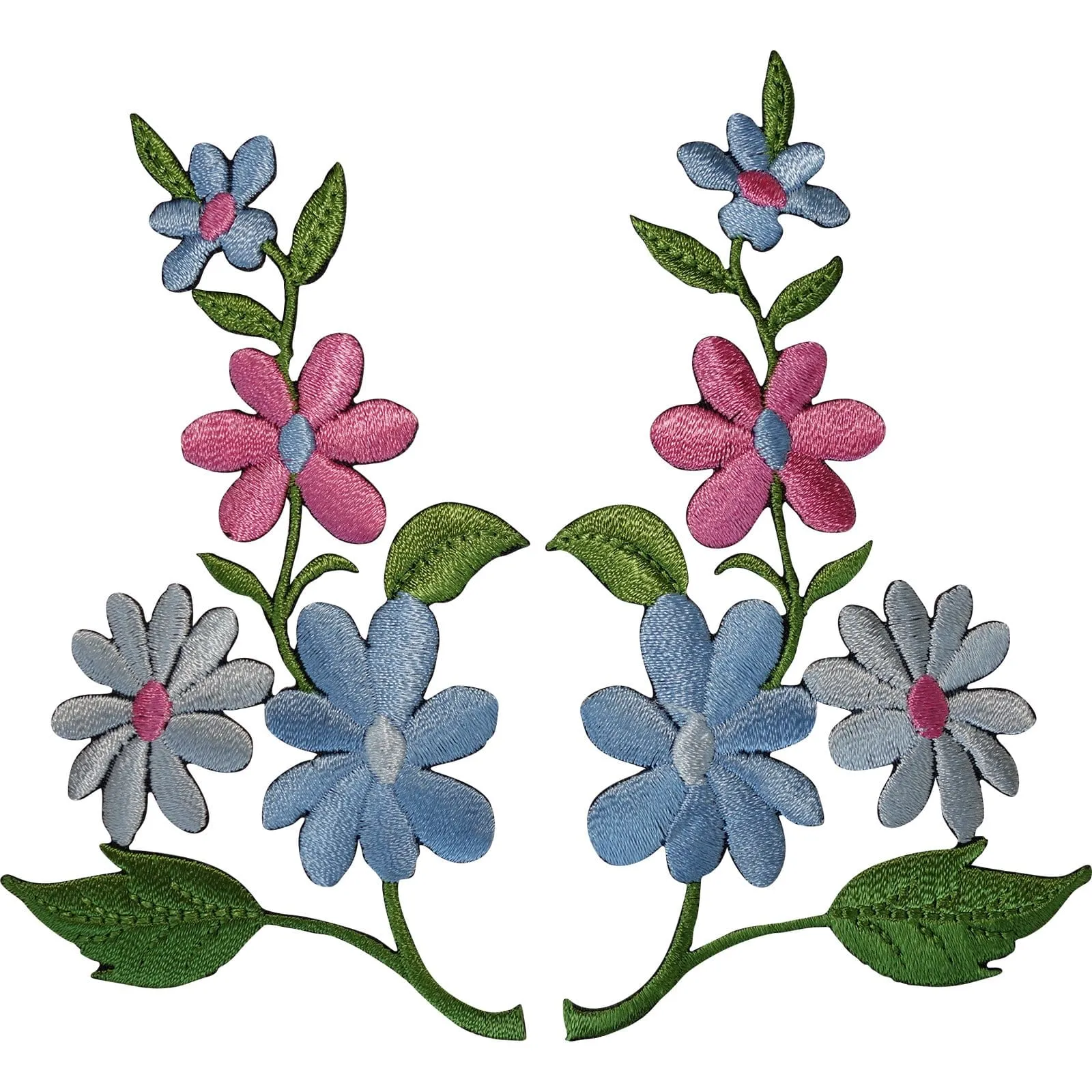 Pair of Flower Patches Iron Sew On Jeans Clothes Embroidery Crafts Patch Badges