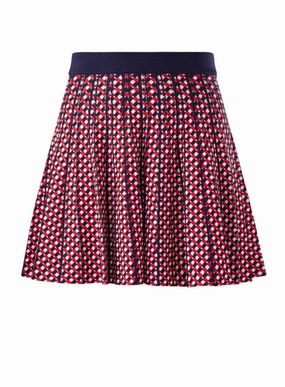 Pamela Jacquard Waist Pleated Tennis Skirt in Dark Multi Smooth Look