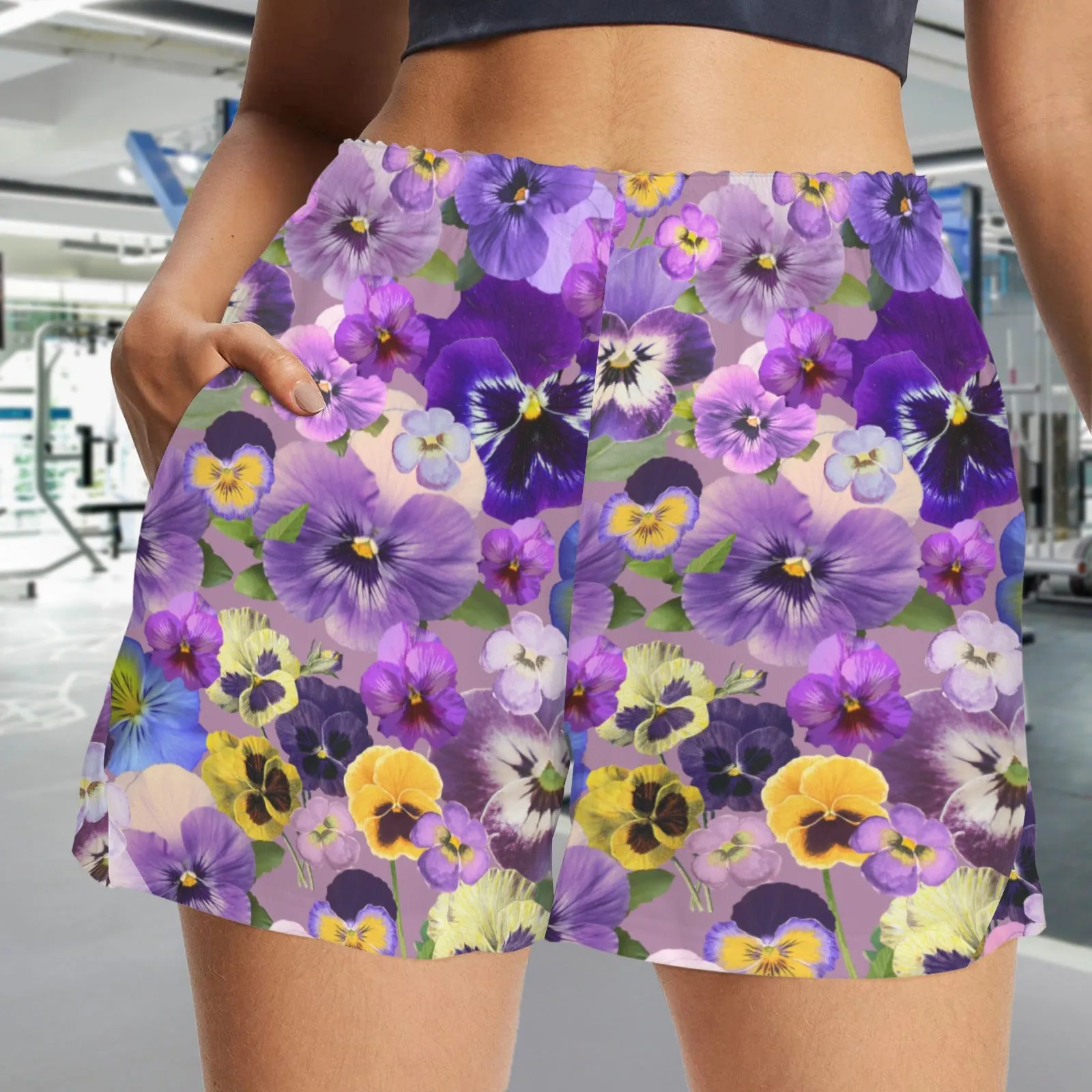 Pansies Retro Zip Pocket Shorts up to 5 XL (FWS)