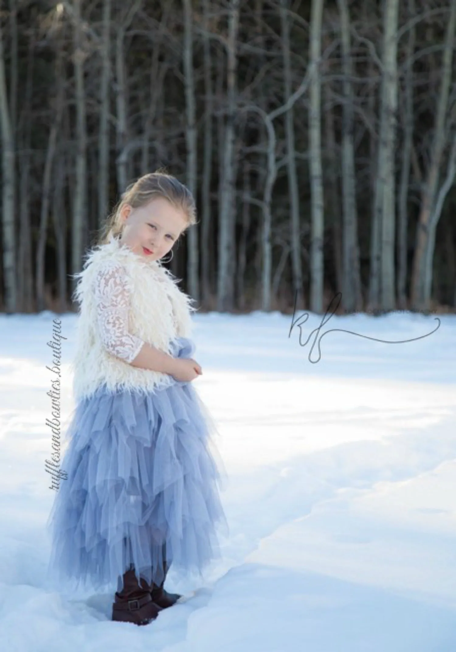 PARISIAN BLUE -  Veronica Soft White Eyelash Long Sleeve Lace with Ruffle Long Skirt
